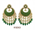 Green Meena Earring Indian Polki Kundan Jadau Pearl Drops